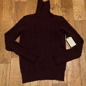 St. John's Bay Classic Cable Sweater Bold Burgundy Women's S 376340 Brand New